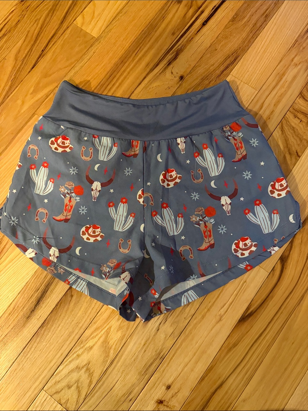 Livi Active Slate Blue Southwestern Print Athletic Shorts